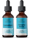 HERBAMAMA Herbal flytende dråper Kit - Bundle av Lomatium Root Extract og Stinging Nettle Tinktur 2 fl oz - Vegansk, ikke-GMO, sukker og alkohol-fri - 2 pakke