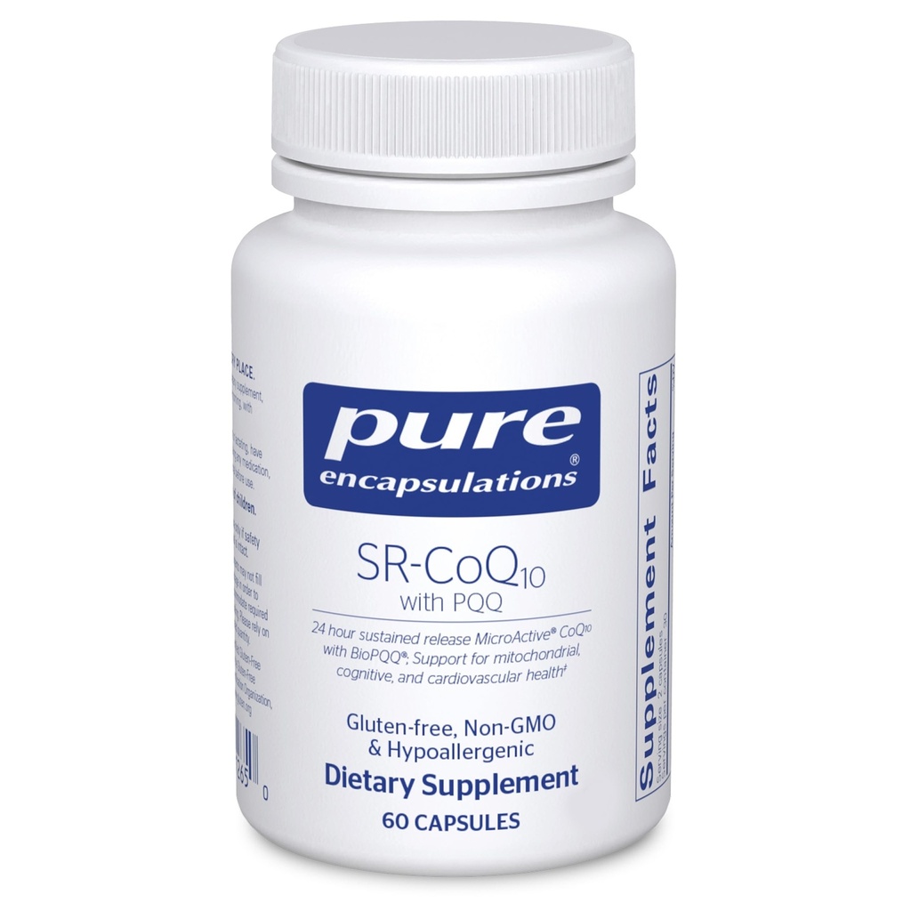 Pure Enkapslinger SR-CoQ10 med PQQ - Hjarte Helse Support* - Utgivelsesteknologi - Antioksidanter Supplement - Glutenfri, vegetarisk og ikke-GMO - 60 Kapsler