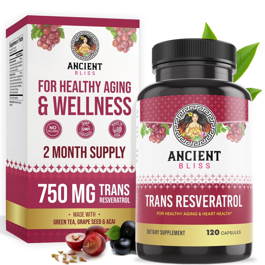 Gamle Bliss Resveratrol Kraftig Antioksidant Supplement med grønn te, Grape frø ekstrakt for sunn aldring for menn og kvinner