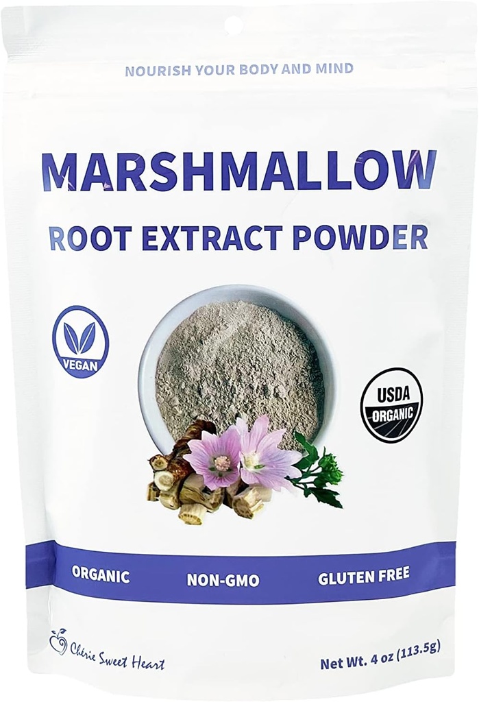 Chérie Sweet Heart USDA Organic Marshmallow Root Powder, Filler Gratis, Tradisjonell brukt, Ingen GMOs, Veganvennlig, 4 Ounces