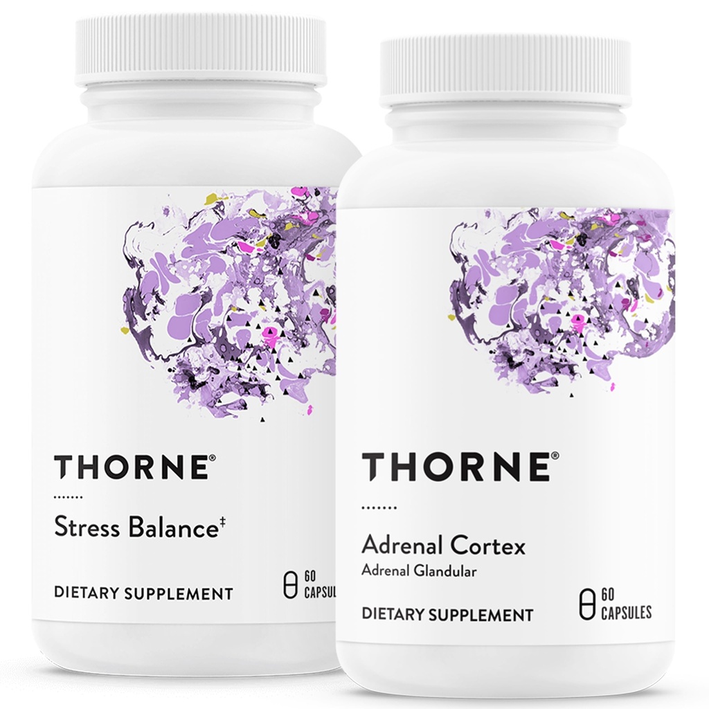 THORNE - Adrenal Support Bundle - Stress Balance & Adrenal Cortex Combo - Stress Balance og Adrenal Cortex - 30 til 60 Serveringer