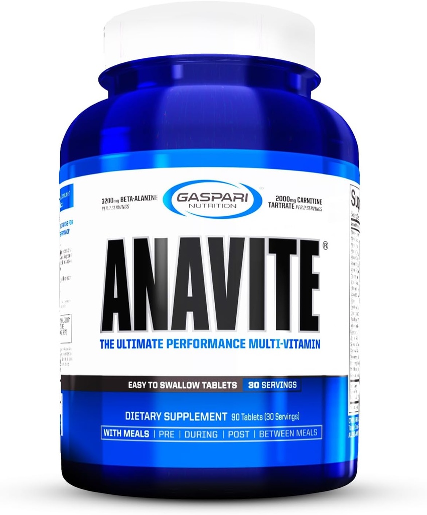 Gaspari Nutrition Anavite, Sport Multi-Vitamin med Aminosyrer, Beta-Alanin og L-karnitin, forbedret ytelse og gjenoppretting (ny mindre størrelse, 30 Services)