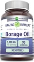 Amazing Formler Borage Olje Supplement ̊ 2000 Mg Per Serving | Softgels | Ikke-GMO | Glutenfri | laget i USA (1 Pack, 90 Count)