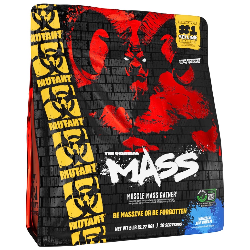 Mutant Mass | Vekt Mass Gainer Protein pulver - høy kalori protein pulver for muskulær masse - Vanilla Iskrem - 5 pund