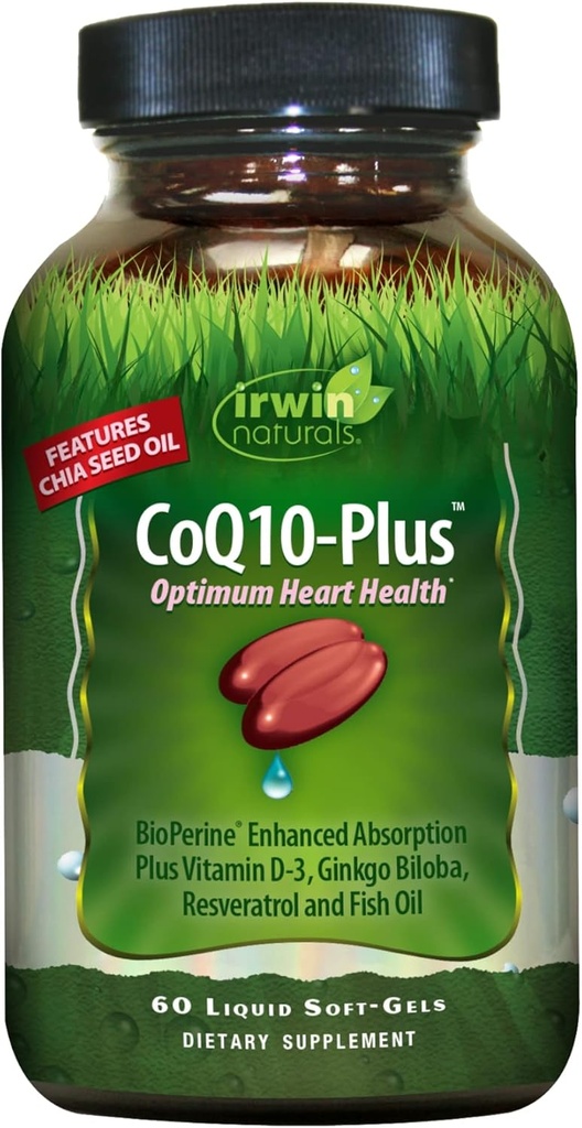 Irwin Naturals CoQ10-Plus Optimum hjertehelse, forbedret absorpsjon med Chia frøolje, 60 flytende Soft-Gels
