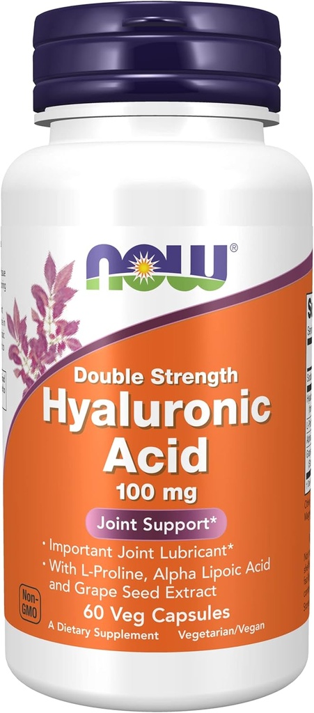 3 flasker av nå Mat, HYALURONic Acid 100MG 2X Plus 60 CAPS