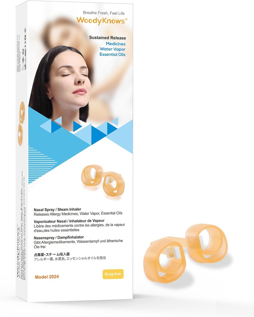 WoodyKnows Nasal Spray/Steam Inhaler, Ny modell │ Generisk Nose Spray Enhet for Gentle, Komfortabel, Lang sikt Diffusion │ Bærbar essensiell olje Diffuser (L 3Pack)