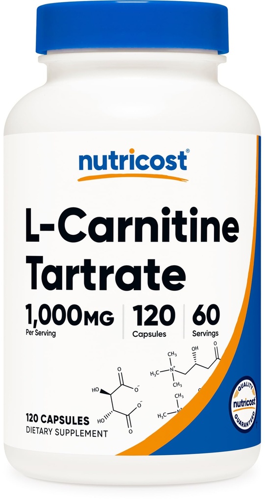 Nutricost L-karnitin Tartrat 1000mg, 120 kapsler - 500mg per kapsel (60 serveringer)
