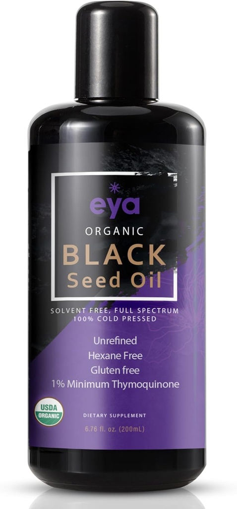 Eya Vitaminer, organisk egyptisk svart cuminfrøolje (Nigella sativa), kaldtpresset, hjelper til å støtte Sunn Gut for Digestive & Immune System, Vegansk (200 ml)