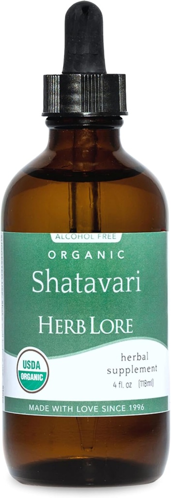 Herb Lore Organic Shatavari Root Extract Tinktur - Flytende Shatavari Drops (Asparges Racemosus) for Lactation and Wellness Support - alkohol gratis (4 fl oz)
