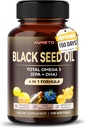 Organic Black Seed Oil - 150 Softgel - 100% kaldt presset kilde til Omega 3 (EPA + DPA) - Hud, hår, immunstøtte (150 greve (pakke av 1))