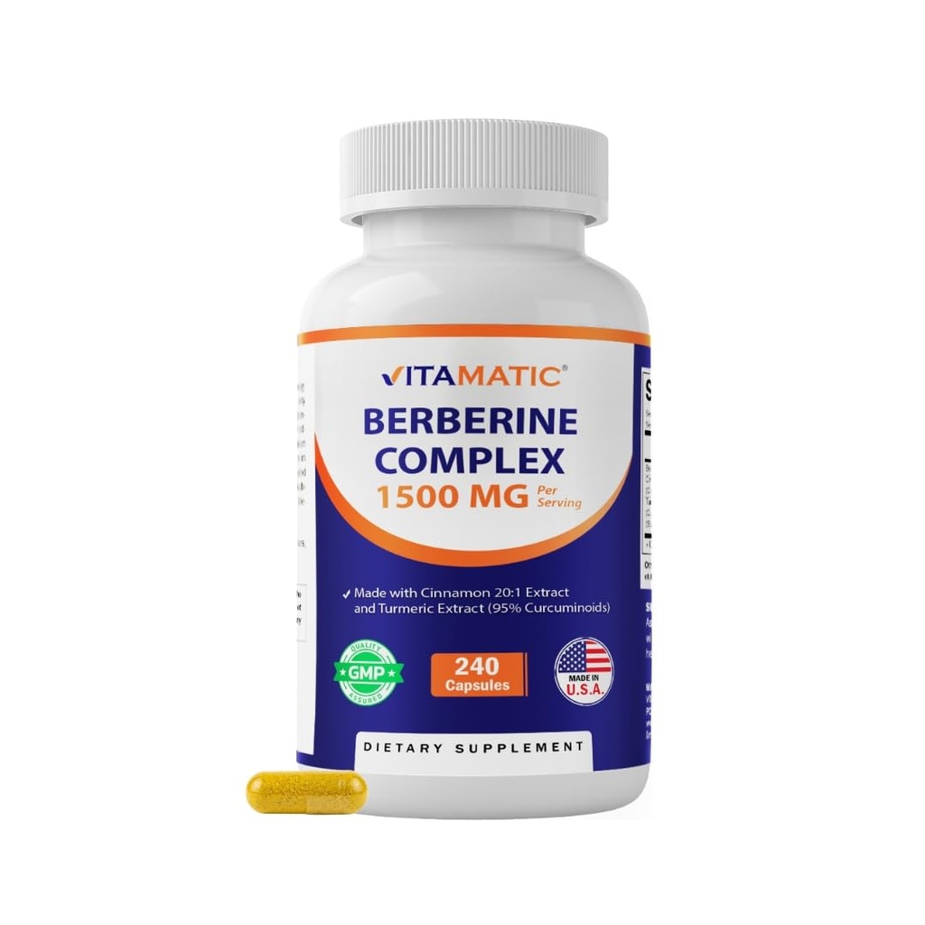 Vitamatisk Berberin med Ceylon kanel, 1500 mg, 240 vegetariske kapsler, ikke-GMO, Glutenfri