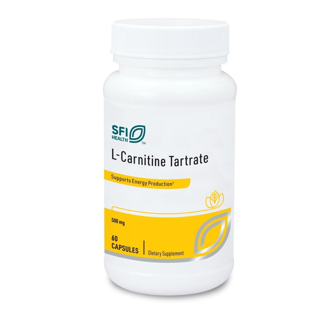 Klaire Labs SFI Helse L-karnitin Tartrat - 500 mg aminosyre, Stabilisert L-karnitin - Ingen syntetisk D-karnitin (60 kapsler)