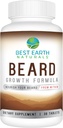 Best Earth Naturals Beard Growth Formula for menn vitaminer, næringsstoffer, biotin, så Palmetto og PABA for ansiktshårvekst 30 teller