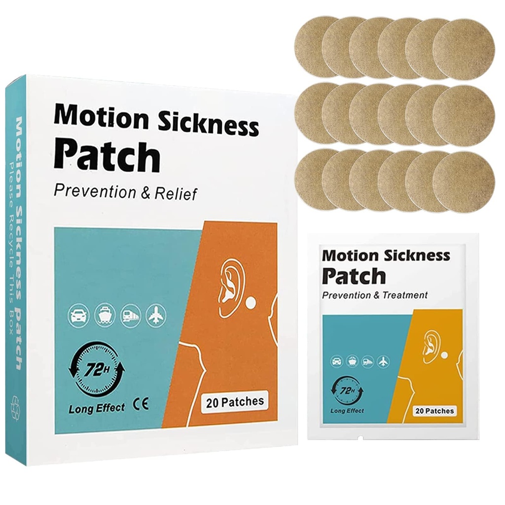 20 Count Motion Sykhet Patches - Raskvirkende Relieves Squirt fra Seasickness og Carecyness, Suit til bil og båt rider, Cruise og flyreiser Patches
