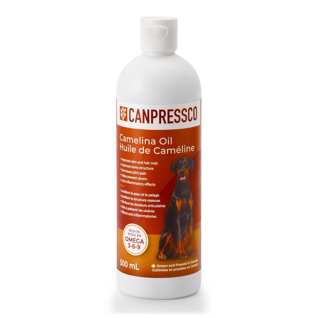 Camelina Oil 500 ml flaske | Omega 3 oljetilskudd for equine, kanin og felin felles, Coat og hud helse
