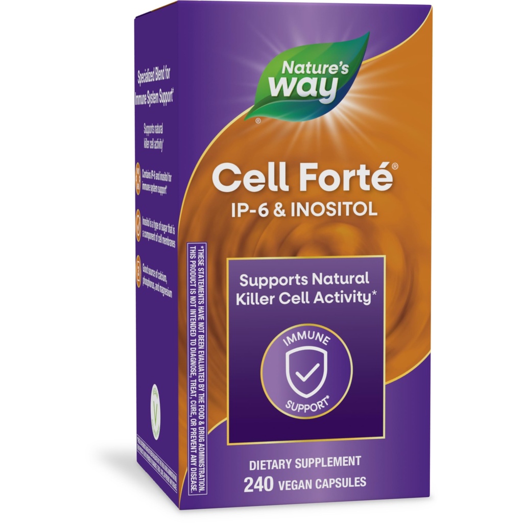 Naturens måte celle forté IP-6 og inositol immunstøtte Supplement med kalsium, fosfor og magnesium*, glutenfri, vegansk, 240 kapsler (pakke mai Vary)
