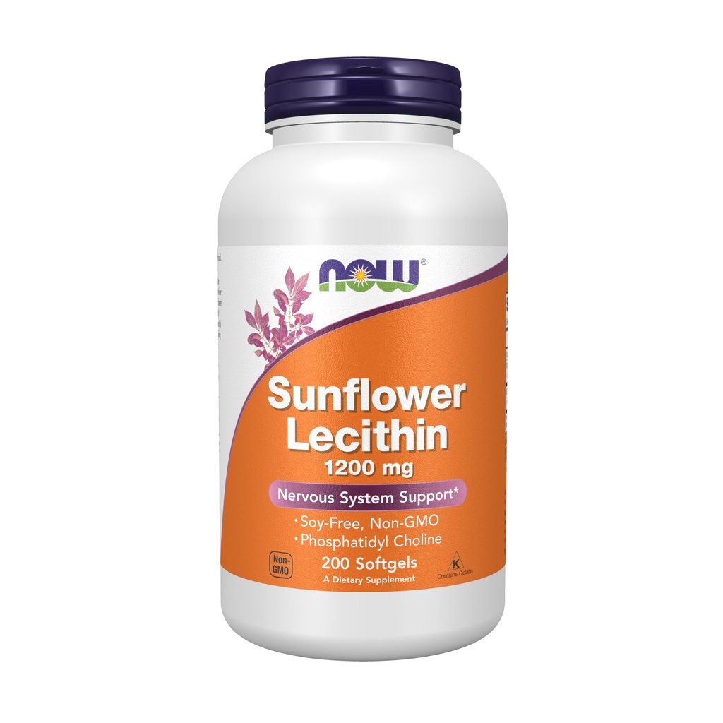 NU Kosttilskudd, Sunflower Lecithin 1200 mg med fosfatidylkolin, 200 Softgels