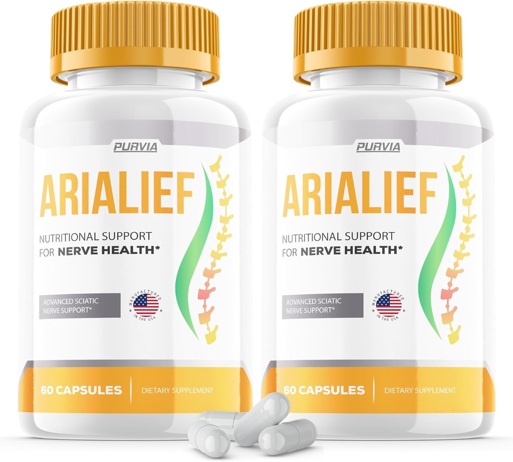 (2 Pack) Arialief Capsules Sciatica - Offisiell formel - Arialief Vitamin Supplement Avansert styrke Formula, Arialief Capsules Ernæringsstøtte Maksimum styrke samlet velvære (120 Kapsler)