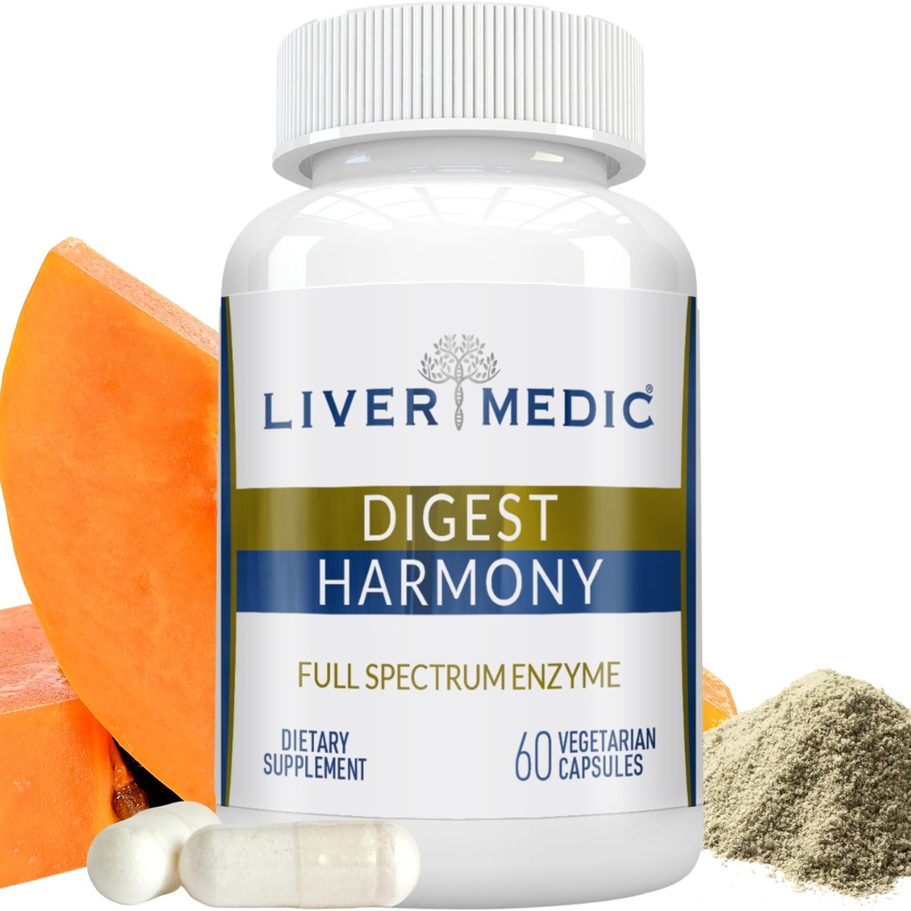 Digest Harmoni Maksimal styrke Digestive Enzymer Glutenfølsomhet Lipase, Protease, Cellulase, Aloe Vera for Gallbladder, Bleating Relief og Digestiv Discomfort – 60 Kapsler