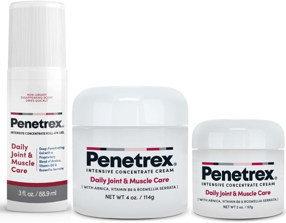 Penetrex Joint & Muscle Therapy Trio - Soothing Comfort for Rygg, Nekk, hender, føtter - Premium hele kroppen, Rub med Arnica, Vitamin B6 MSM & Boswellia - 2oz, 3oz, 4oz