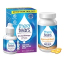 TheraTears 1200mg Omega 3 Supplement for Eye Nutrition, og VIT E, 90 Count Eye Drops for tørre øyne, Twin Pack, 30ml 1 Fl oz Hver (Packing May Vary)