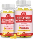 (2 Pack) Kreatin Monohydrat Gummy, sukkerfri Chewable Creatine kosttilskudd for menn og kvinner, Kreatin Gummy gevinster for å bygge muskler, energi, pre trening, Pineapple Flavored
