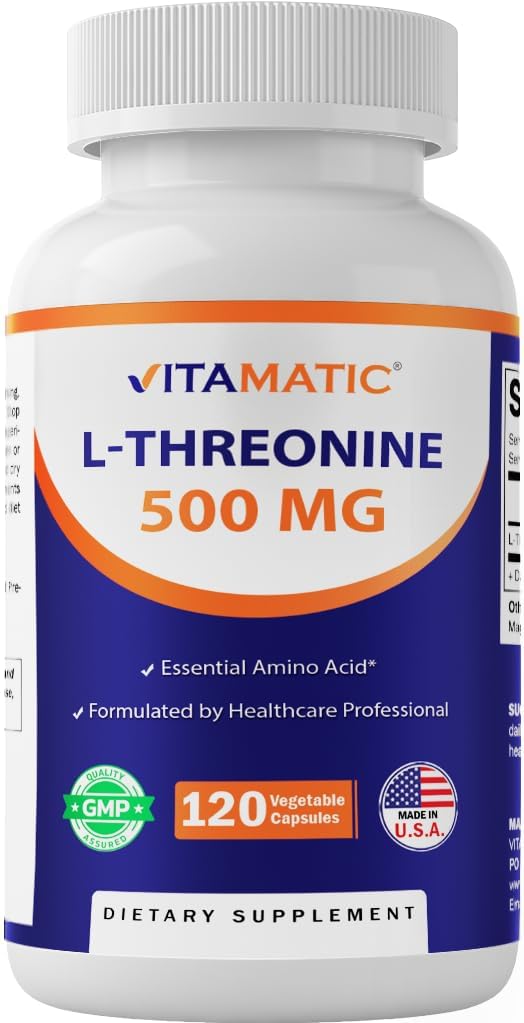 Vitamatisk L-treonin 500mg – 120 grønnsaker kapsler fremmer sunn lever, kardiovaskulær og strukturell funksjon
