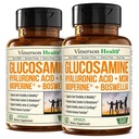 Glukosaminsulfat med hyaluronsyre, Boswellia, Black Pepper & MSM Supplement – 5-i-1 Joint Supplements for menn og kvinner – Felles helse, mobilitet og bein styrke – FSA kvalifisert 2 Pack