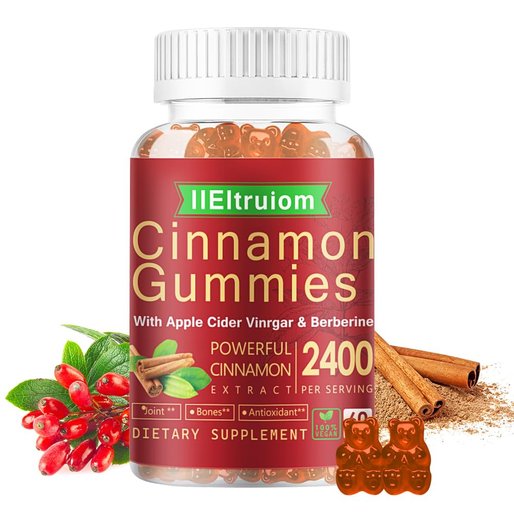 Ceylon Cinnamon Gummies, Ceylon Cinnamon 2400mg med Berberine, Turmeric, Apple Cider Vinegar, Bitter Melon, Chromium - 60 greve
