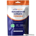 Vitamatisk magnesiumcitrat 1000mg per servering støtter muskel, ledd og hjerte helse 250 gram - 250 serveringer