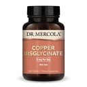Dr. Mercola kobber bisglycinate, 90 serveringer (180 tabletter), kosttilskudd, 8 mg per dag, Mini-faner, Støtter generell helse, ikke GMO