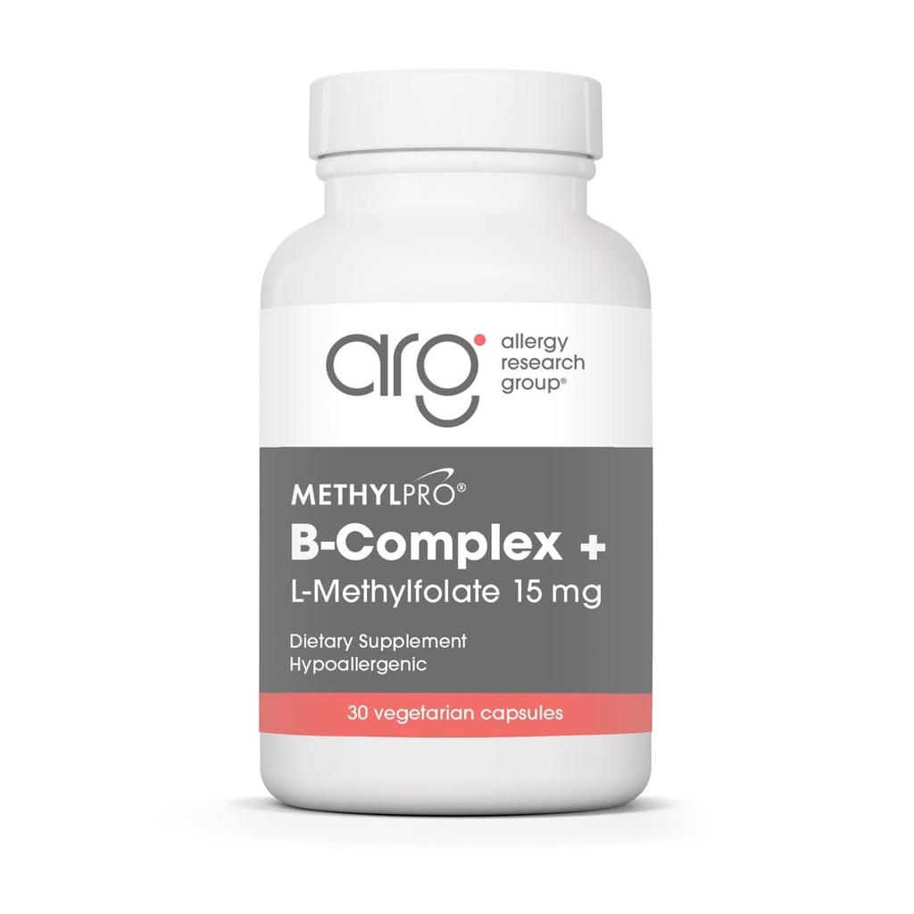 MetylPro B-Complex + L-metylfolat 15 mg - Metylert vitamin B-kompleks for kvinner og menn, cellulær energi støtte med folat, niacin og biotin, VIT B Supplement - 30 Vegansk kapsler