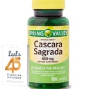 Cascara Sagrada 450mg. Spring Valley Cascara Sagrada 450mg 100 Count, hele Herb Cascara Sagrada Digestive Helse Kosttilskudd Kapsler Bundle med Luall 45 Diabetes Dekodet