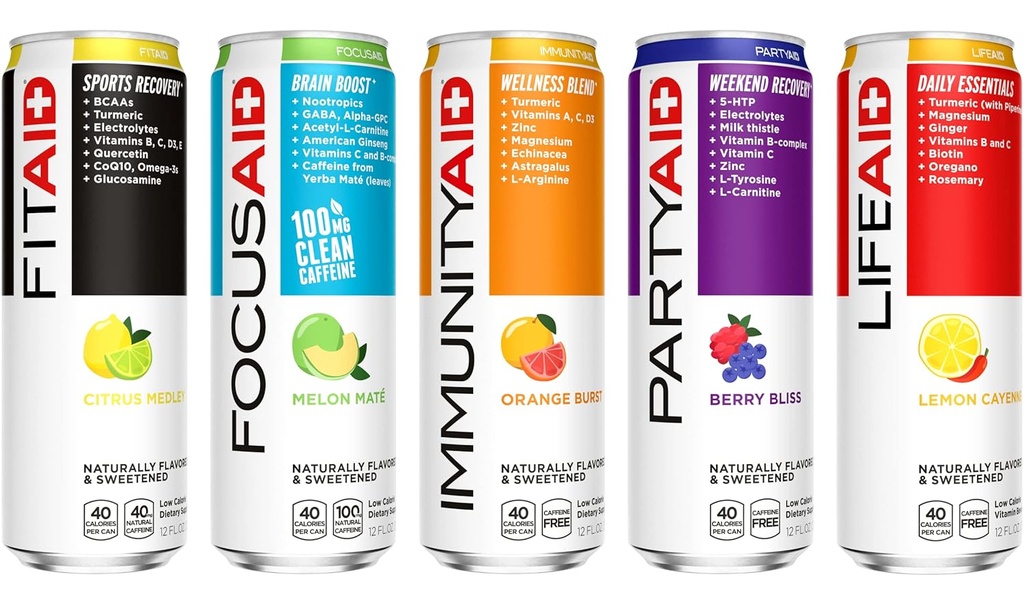 FITAID Post Trening Recovery Drink, Strawberry Lemonade, BCAA, Glukosamine, Elektrolytter, Alle I En Can, Paleo, Vegan & Glutenfri, 40 kalorier, 12 Fl Oz (Pack of 24)
