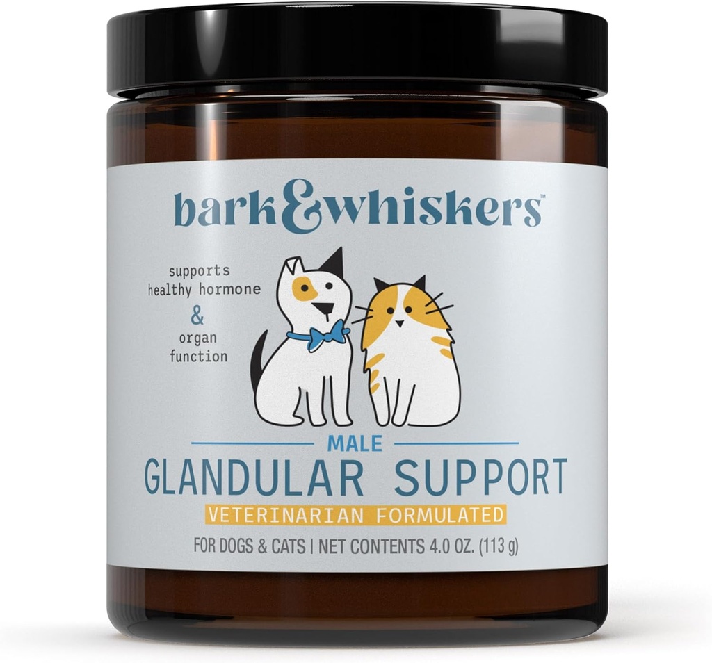 Dr. Mercola Bark & Whiskers Glandular Support - Støtter Endokrine og organ helse - Fryse-Dried Formula - Hormon-fri ingredienser - Mann - 75 Scoops (4 oz)