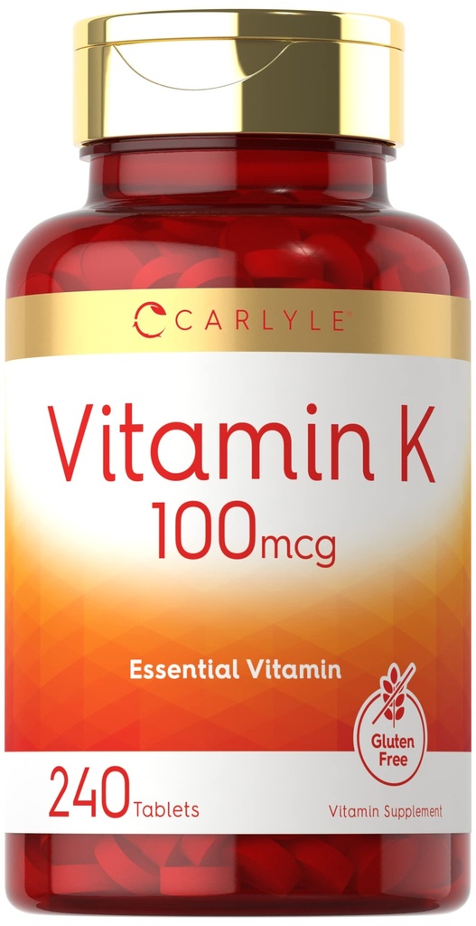 Carlyle vitamin K 100 mikrog | 240 tabletter | Vegetarisk, ikke-GMO, Glutenfri | vitamin K Supplement