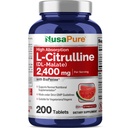 NusaPure L-Citrullin 2.400mg 200 Vegetariske tabletter (Non-GMO, Glutenfri, 100-dagers forsyning, Bioperin)