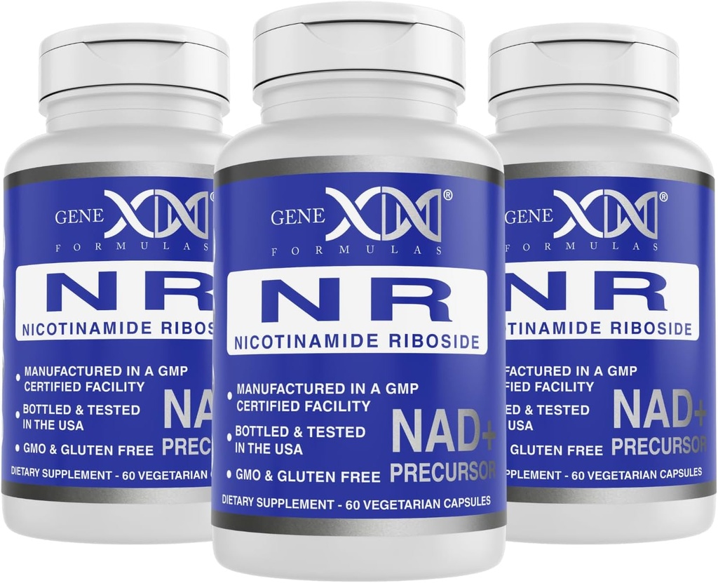 Genex Formler NR Nicotinamid Riboside 300mg (3 Pack) NAD+ Prekursor for sunn aldring - GMP-sertifisert, Ikke-GMO, Glutenfri, Vegetarisk