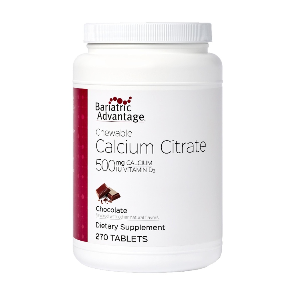 Bariatrisk fordel kalsium Citrat Chewable 500 mg - for kariatrisk kirurgi pasienter - høy potens, enkleste tabletter - kalsium citrat - Bein styrke Supplementer* - 270 telle - sjokolade