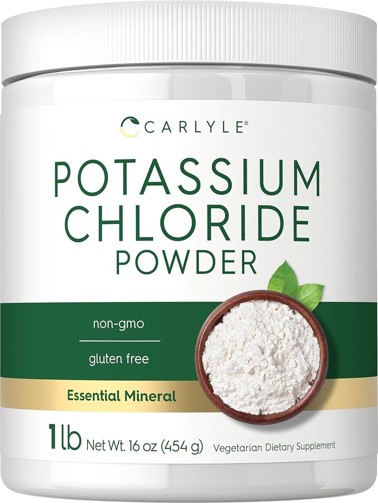 Carlyle Kalium Kloride pulver Supplement 16 oz | Mat klasse | Saltsubstitut | Vegansk, vegetarisk, ikke-GMO, Glutenfri