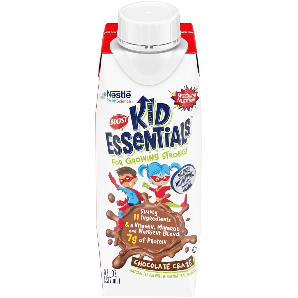 BOOST Kid Essentials Balansert ernæringsmessig drikke for barn, sjokolade craze, 8 fl oz (pakke av 16)
