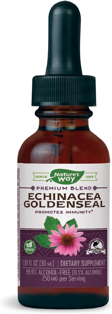 Nature's Way Premium Formula Echinacea-Goldensel, 250 mg per porsjon, 99,9% alkoholfri, 1,01 Oz.