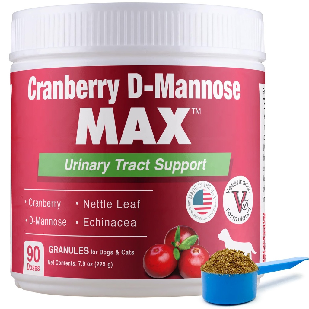 Cranberry D Mannose MAX-hund Urin Tract (UT) Helse, Blader og nyre støtte Supplement - UTI Bladder Control for hunder-Granules (90 doser)