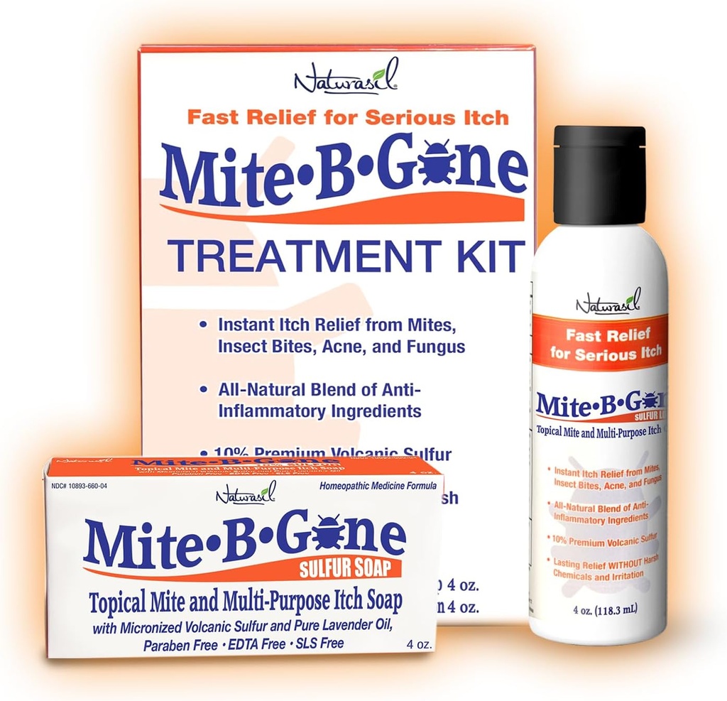 Mitte behandling Lotion & Soap by Mite-B-Gone |Naturlig relief for Acne, Bug Bites, Hud Rødhet & Kløe, Discomfort & Rosacea | trygt for barn og voksne