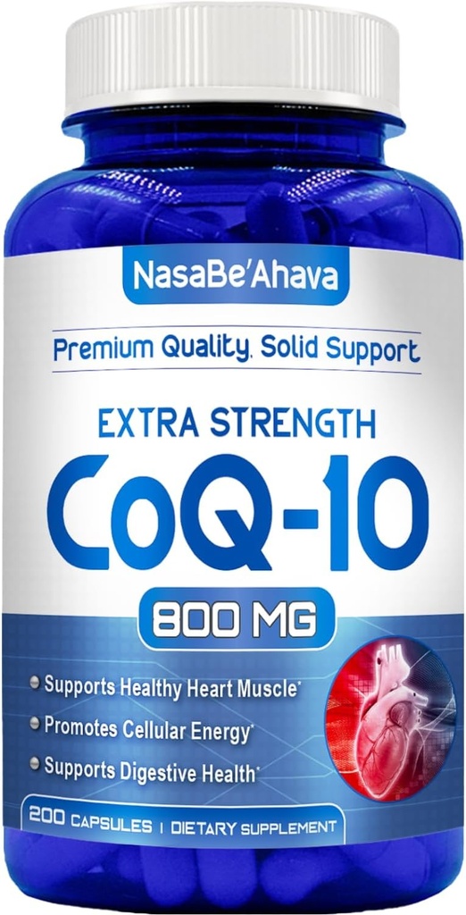 CoQ10 800mg Kapsler | Vegansk Vennlig Coenzyme Q10 800mg fra lett absorpsjon Ubiquinon Supplement for hud hjerte og energi støtte | Laget i USA i cGMP fasiliteter (100 Serveringer)