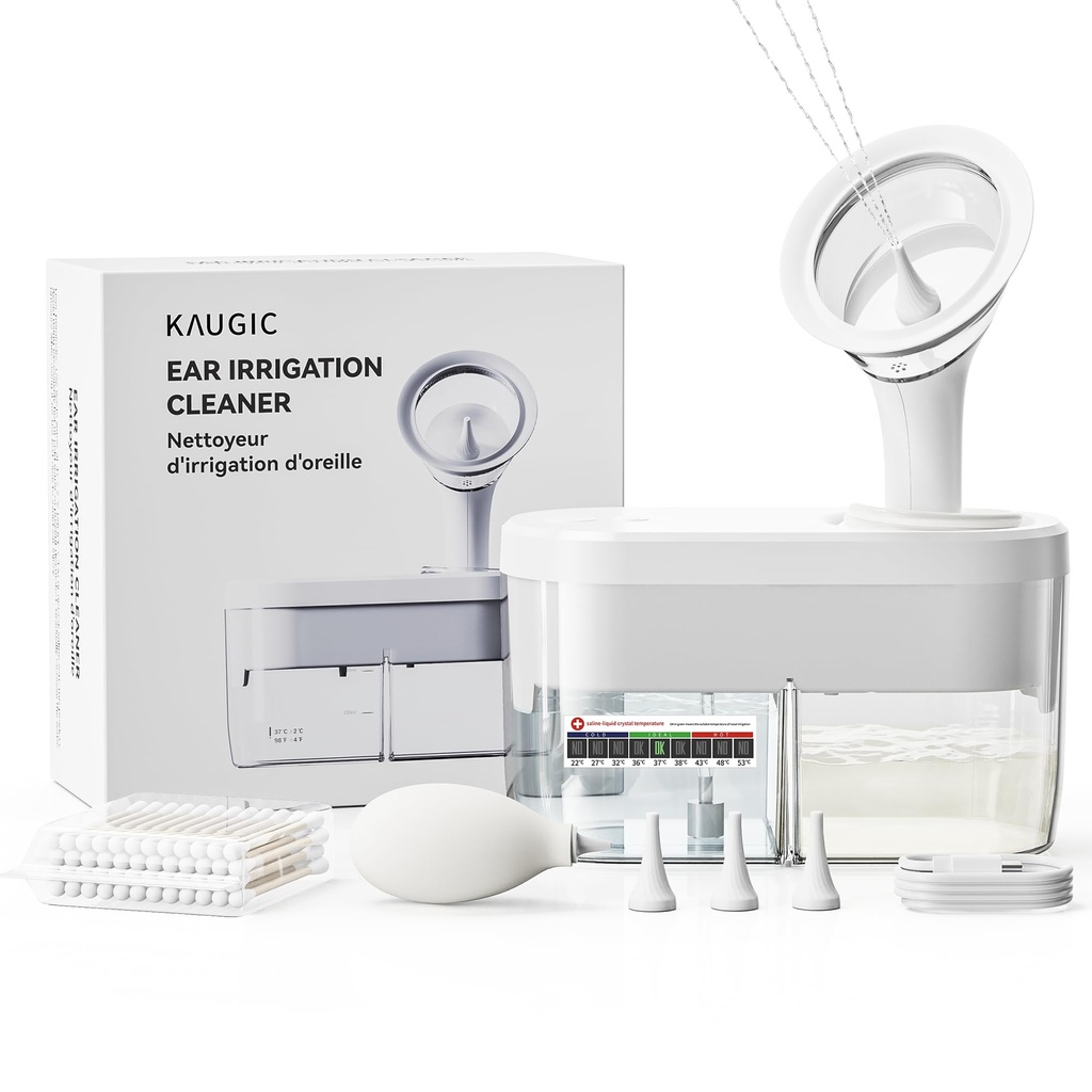 Elektrisk Ear Wax fjerning Kit - Vanndrevet øret irrigasjonssystem med sewage samling, 4 ren moduser, trygt og effektivt, 3 øretips for voksne