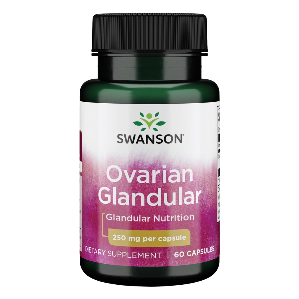 Swanson Ovarian Glandular Supplement - Premium Bovine Veske - 60 Kapsler, 250mg Hver