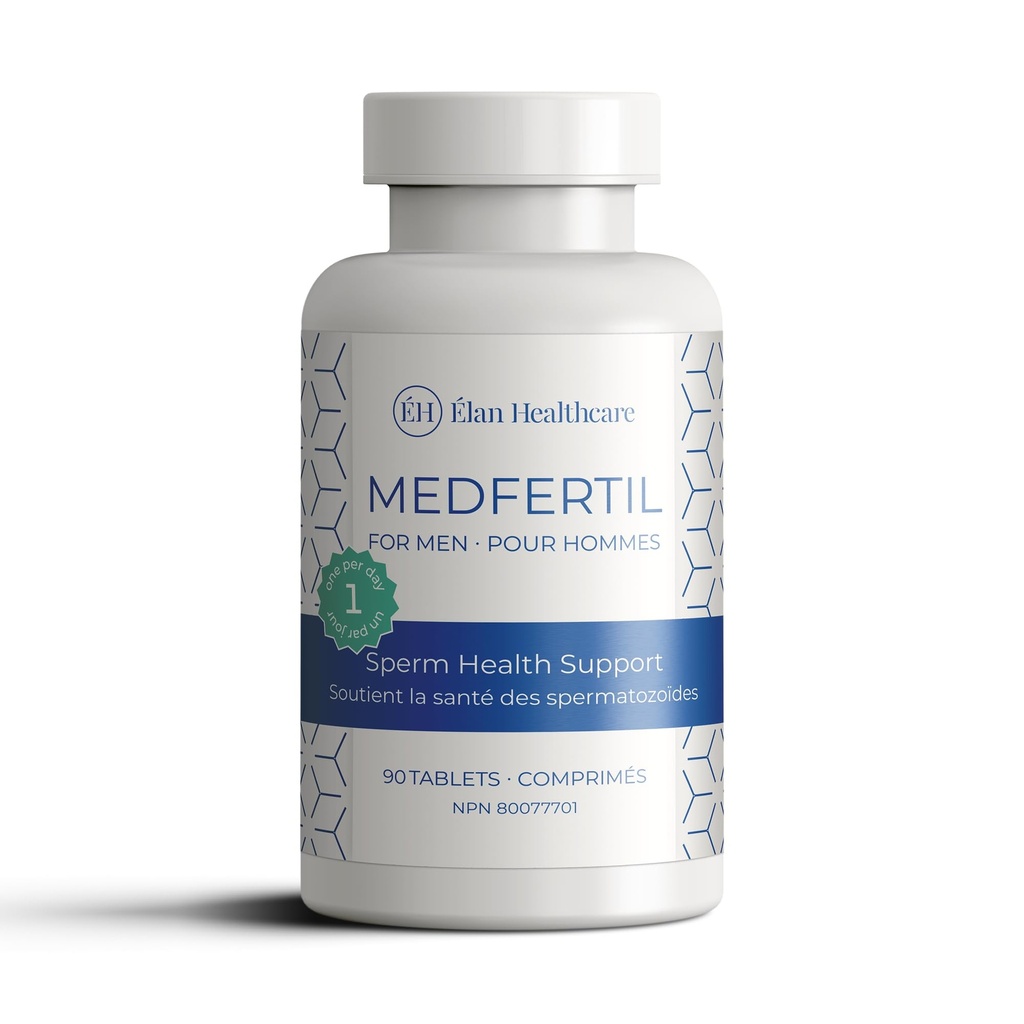 Medfertil for menn Diett Supplement (90 ct) med L-karnitin, vitamin C, E, B12, Folat, sink, selen og co-Q10 / en gang om dagen tablett / 3 måneders forsyning / Elan helsevesen
