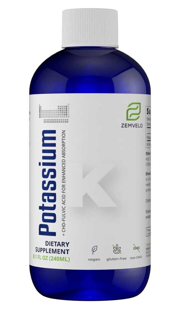 Liquid Ionic Kalium Citrate Supplement | Kalium Electrolyte | Støtte Sunn Heart | Sunn Gut pH Balance | Støtte Muskel helse | 8oz, 48 dagers forsyning